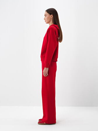 Xint Kırmızı Pamuk Dokulu Oversize Sweatshirt