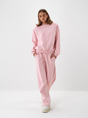 Xint Pembe Pamuk Dokulu Oversize Sweatshirt