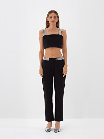 Xint Siyah Pamuk Dokulu Oversize Sweat Pantolon