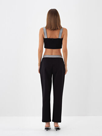 Xint Siyah Pamuk Dokulu Oversize Sweat Pantolon