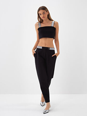 Xint Siyah Pamuk Dokulu Oversize Sweat Pantolon