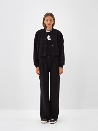 Xint Siyah Pamuk Dokulu Oversize Sweatmont