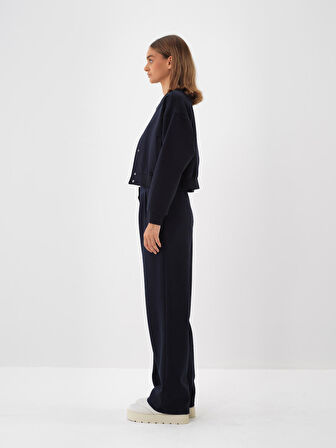 Xint Lacivert Pamuk Dokulu Oversize Sweatmont