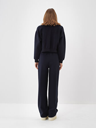 Xint Lacivert Pamuk Dokulu Oversize Sweatmont