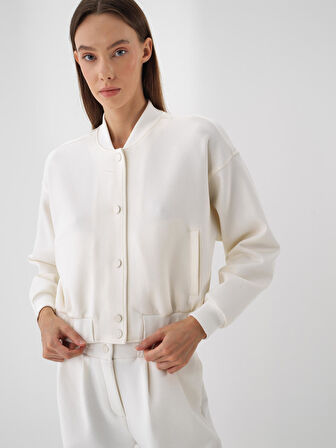 Xint Ekru Pamuk Dokulu Oversize Sweatmont