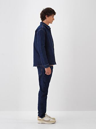 Xint İndigo Pamuk Dokulu Regular Fit Ceket