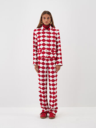 Xint Kırmızı Formunu Koruyan Regular Fit Ceket