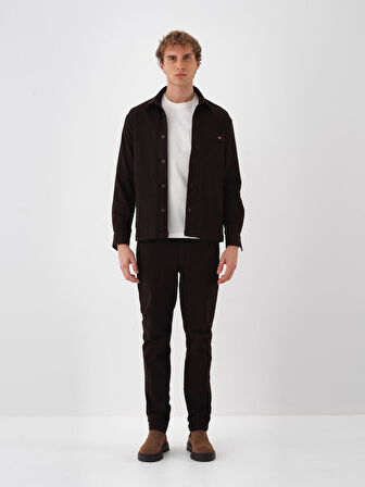 Xint Kahverengi Pamuk Dokulu Regular Fit Gömlek Ceket