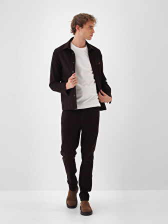 Xint Kahverengi Pamuk Dokulu Regular Fit Gömlek Ceket