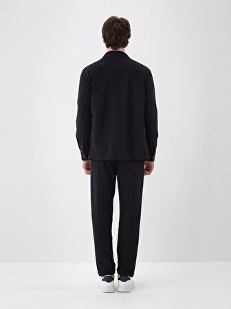 Xint Lacivert Pamuk Dokulu Regular Fit Gömlek Ceket