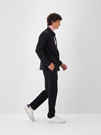 Xint Lacivert Pamuk Dokulu Regular Fit Jogger Pantolon