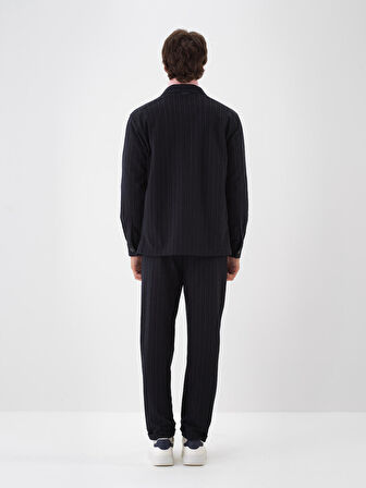 Xint Lacivert Pamuk Dokulu Regular Fit Jogger Pantolon