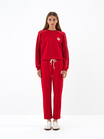 Xint Kırmızı Pamuk Dokulu Regular Fit Sweatshirt