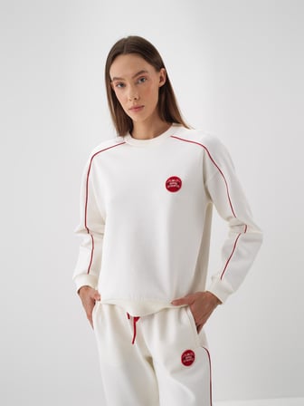 Xint Ekru Pamuk Dokulu Regular Fit Sweatshirt
