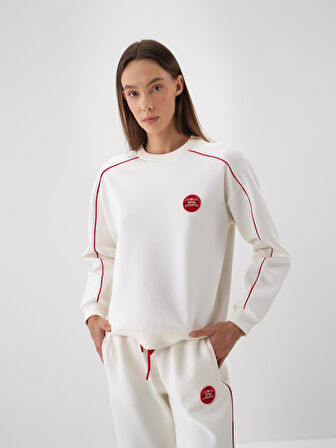 Xint Ekru Pamuk Dokulu Regular Fit Sweatshirt