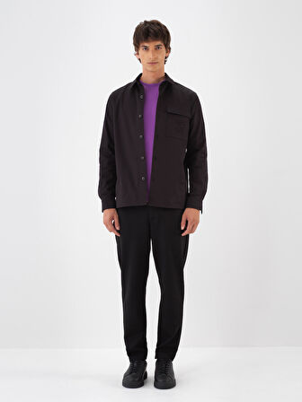 Xint Siyah Pamuk Dokulu Regular Fit Gömlek Ceket