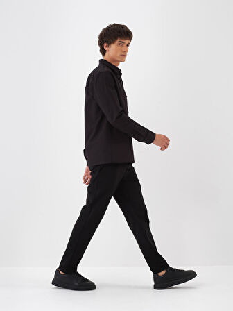 Xint Siyah Pamuk Dokulu Regular Fit Gömlek Ceket