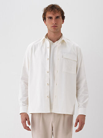 Xint Ekru Pamuk Dokulu Regular Fit Gömlek Ceket