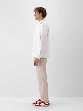 Xint Ekru Pamuk Dokulu Regular Fit Gömlek Ceket