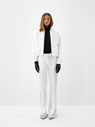 Xint Beyaz İpeksi Saten Oversize Pantolon
