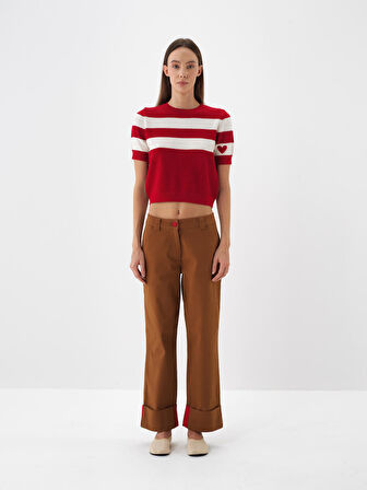 Xint Camel Pamuk Dokulu Oversize Pantolon