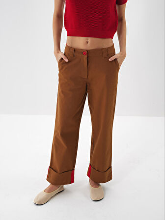 Xint Camel Pamuk Dokulu Oversize Pantolon
