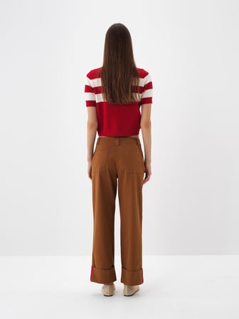 Xint Camel Pamuk Dokulu Oversize Pantolon