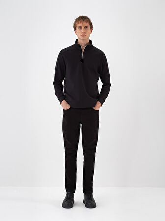 Xint Siyah Pamuk Dokulu Slim Fit Pantolon