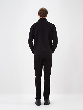 Xint Siyah Pamuk Dokulu Slim Fit Pantolon