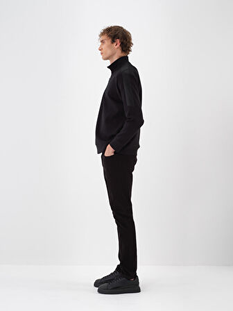 Xint Siyah Pamuk Dokulu Slim Fit Pantolon