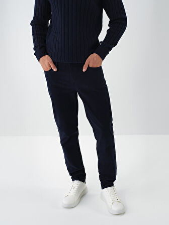 Xint Lacivert Pamuk Dokulu Slim Fit Pantolon