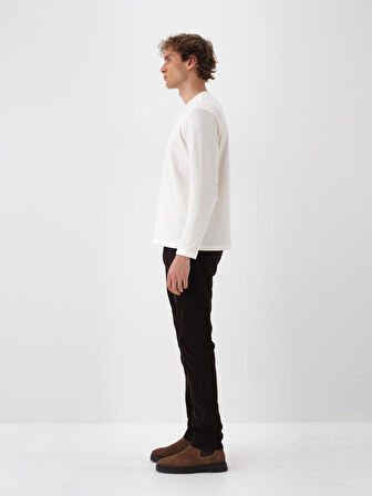 Xint Kahverengi Pamuk Dokulu Slim Fit Pantolon