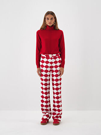 Xint Kırmızı Formunu Koruyan Regular Fit Pantolon