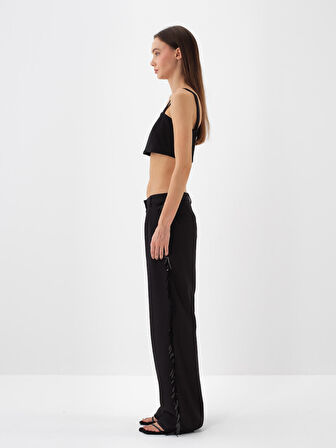 Xint Siyah Esnek Dokulu Oversize Pantolon