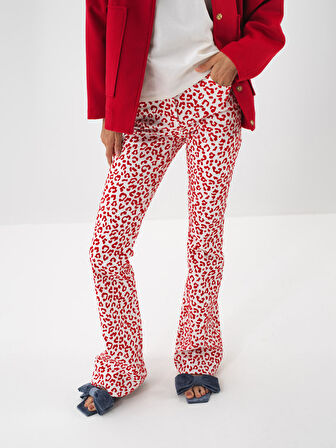 Xint Kırmızı Pamuk Dokulu Slim Fit Pantolon