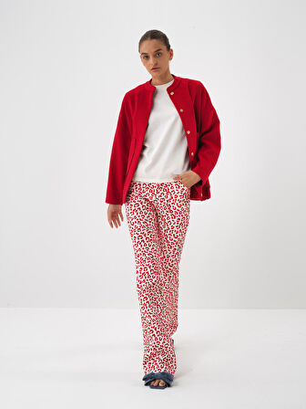 Xint Kırmızı Pamuk Dokulu Slim Fit Pantolon