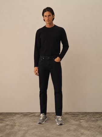 Xint Siyah Pamuk Dokulu Slim Fit Denim Pantolon
