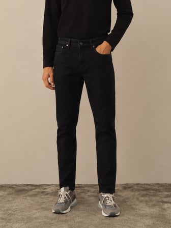 Xint Siyah Pamuk Dokulu Slim Fit Denim Pantolon
