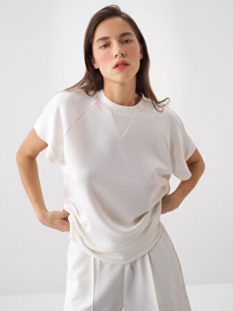 Beyaz Oversize Modal Bluz