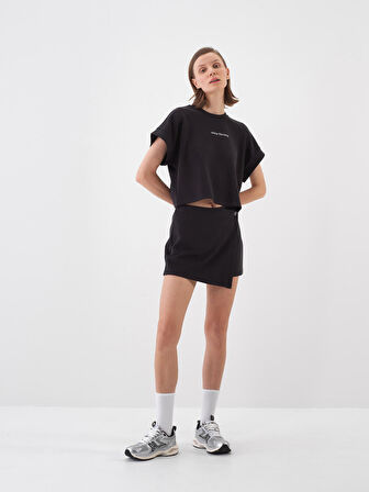 Siyah Oversize Modal Şort Etek