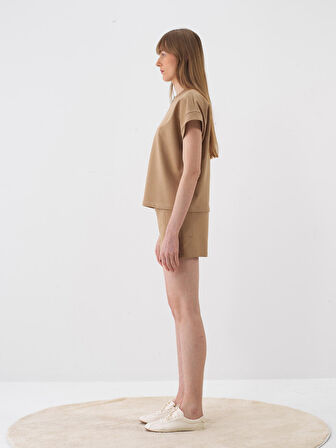 Camel Oversize Pamuklu Şort