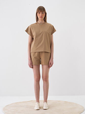 Camel Oversize Pamuklu Sweatshirt