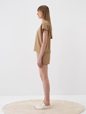 Camel Oversize Pamuklu Sweatshirt