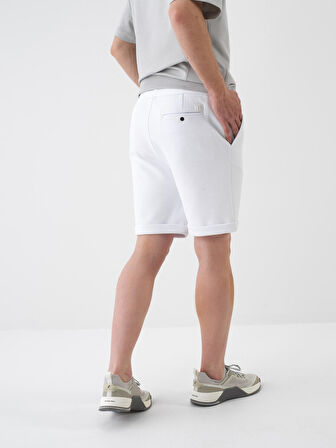 Beyaz Regular Fit Pamuklu Şort