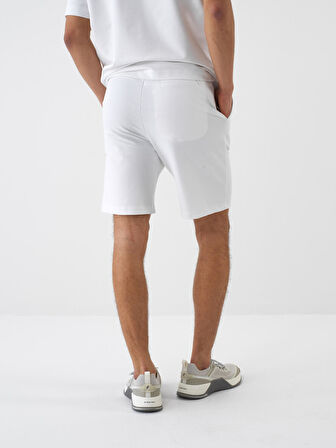 Beyaz Regular Fit Pamuklu Şort