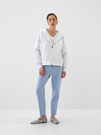 Beyaz Oversize Pamuklu Sweatmont
