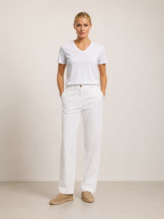 Xint Beyaz Pamuk Dokulu Regular Fit Pantolon