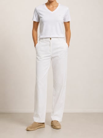 Xint Beyaz Pamuk Dokulu Regular Fit Pantolon
