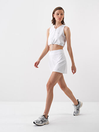 Beyaz Regular Fit Pamuklu Etek