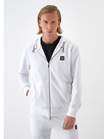 Beyaz Regular Fit Pamuklu Sweatmont